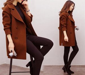 Women Wool Blend Warm Long Coat Plus Size Female Slim Fit Lapel Woolen Overcoat Autumn Winter Cashmere Outerwear LJ2011094328449