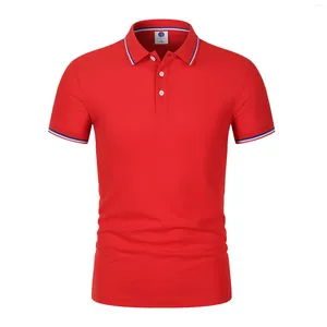 Polos męski stały kolor letni produkt wiodący koszulka polo modna szczupła fit swobodny t-shirt z krótkim rękawem