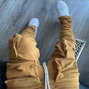 Men s Streetwear Cargo calça de moletom com bolsos Casual Jogging Sweat Pant calças ff