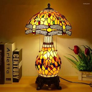 Tischlampen Temar Tiffany Lampe American Retro Wohnzimmer Schlafzimmer luxuriöse Villa El Buntglas Schreibtisch