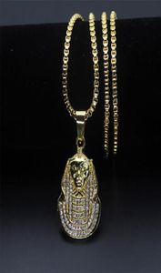 MEN039S Africano gioiello africano lega di zinco18k oro oro collana faraone egiziana collana a pendente 30quot a catena in scatola hip hop8326657