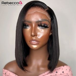 Osso reto Bob peruca renda frontal perucas de cabelo humano para mulheres BOB curto Bob 13x4 HD Lace Frontal Wig Wig Human Human 180 240515