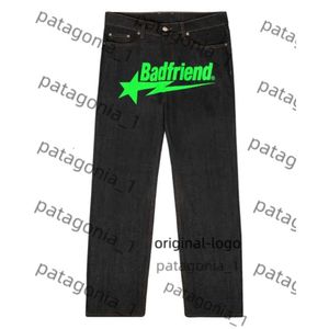 2024 Designer dżinsy y2k dżinsy Badfriend Hip Hop List wydrukowane czarne spodnie mężczyźni Kobiety moda swobodna skalna stóp worka stóp uliczna 10f8