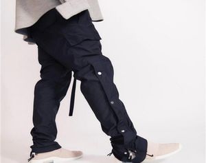 Homens Black Fog Street Men Snap Snap Cargo Pants Hip Hop Slim Fit Fitbonned Waltand Track1140104