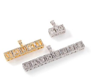 Gold plattierte Bling CZ Dice Box benutzerdefinierte Namensbuchstaben Anhänger Halskette mit 3mm 24 -Zoll -Seilkette Halskette für Männer Frauen 7900399