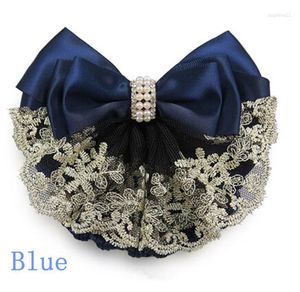 Decorative Flowers !! 2024 Arrival Womens Fashion Lace Bow Barrette Hair Clip With Snood Net Bun Cover 3 Colors !