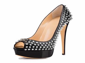 2021 new fashion designer shoes peep toes Rivets platform high heels slip on women pumps chic plus size 41 42 43 44 45 46 sapatos 6995744