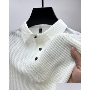 Men'S Polos Mens S Brand Clothes Summer Lop-Up Hollow Short-Sleeved Shirt Ice Silk Breathable Business Fashion Golf T-Shirt Male 4Xl Dhwcm