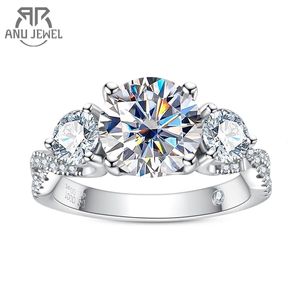 Anujewel 4.25cttw anelli di fidanzamento a infinito d colore 925 argento sterling 3 anello di anniversario di matrimonio in pietra per donne 240509