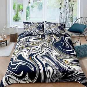 Sängkläder sätter nordiskt marmormönster vit 3d set duvet täcker fodral sängkläder enstaka tvilling full drottning king size pod dropshipping h240521 fuy3