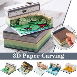 3D Notepad Beauties landskap Skulptur Memo Pad Sticky Note Model Note Art Block Note Friends Present Office Decor School Tools 240522