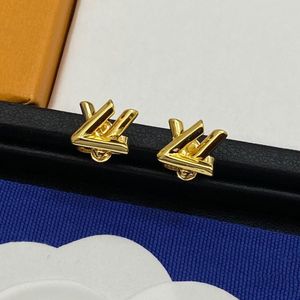 As Original Designer Earrings 18K Gold Plated Double V Letter Earrings High-Quality Brass Luxury Earrings for Trendy Jewelry