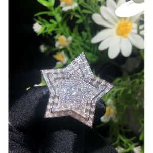 ホットセール高品質のヒップホップスタイルモイサナイトダイヤモンドリングデザインはパーティー用の星のリングをアイスアウトします