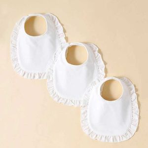 Bibs Burp panos 3 toalhas de saliva menina 100% de algodão puro macio e confortável branco simples 0-2 anos D240522