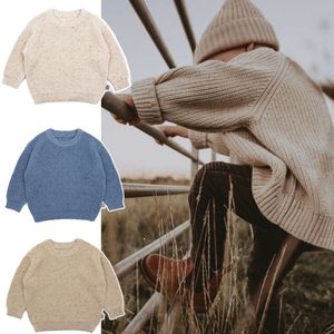 Dzieci zimowe ubrania dziewczyna pullowe bawełniane dzianiny dzieci swatom swobodny masywny kabel dzianina sweter dla dzieci l2405