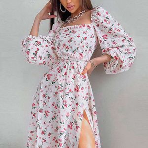 Kvinnor Summer S Street Sexig delad mitten av längden Casual Dress Treet Exy Plit