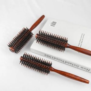 2024 3 Rodzaje proste włosy grzebień włosów Twill Natural Brists Rolling Brush okrągłe lufę dmuchanie curling