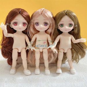 Dolls 16cm Nude Doll Body and 2nd Dimension Animated Eyes 13 Movable Joints Blue 2D Animated Eyes Doll DIY Toy for Girls S2452201