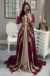 Lorie eleganckie marokańskie sukienki wieczorowe kaftan kaftan burgundowe haft frezowanie kobiet impreza noszenie formalne sukienki kaftan sukienka plus rozmiar LJ28121292