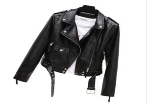 Fashion Womens Spring and Autumn Black Faux Leather Jacket Zipper Snake Print Coat Lapel Collar Motorcycle Jacket with Belt Pants5765500