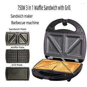 Brödtillverkare 3 i 1 Sandwich Press Waffle and Steak Machine 750W Toaster med löstagbara non-stick-plattor US Plug