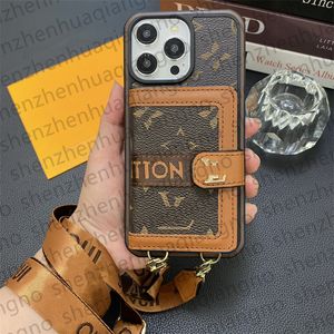 مصمم علبة الهاتف الفاخر على iPhone for iPhone 15 Pro Max 14 Pro Max 12 13 11 X XS Max XR 8P 14 Plus 15 Plus Case Card Slot Bag Bag Lu Crossbod