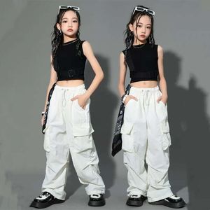 Joggers per adolescenti sciolte di moda casual bambini pantaloni dritti tasche design alla moda cool streetwear pantaloni per bambini 5-14ys l2405