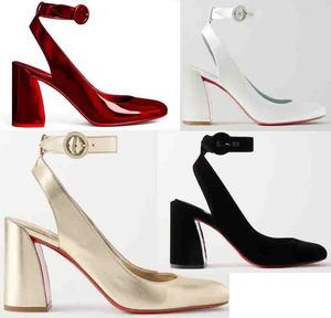 Designer sandal for women high heel Miss Sabina 85mm patent leather ankle strap black platform sandals block heeled wedding party woman pumps
