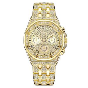 Nowa moda All STAR STAR STEL STEL Diamond Mens Watch Three Eyes Roman Digital Quartz z pełną diamentową twarzą