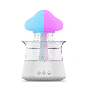 Rain Cloud Night Light Firidifier med Raining Water Drop Sound och 7 Color LED Light Essential Oil Diffuser Aromatherapy 240507