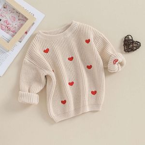 Suefunskry neonato bambino ragazzo a maniche lunghe a maglia maglione ricamo a cuore pullover sciolto tops jumper casual l2405