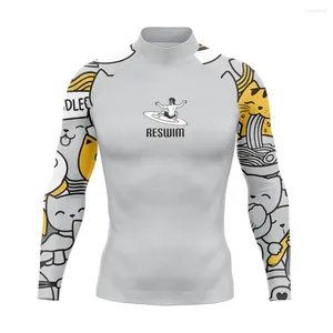 Kvinnors badkläder 2024 Men Surfing T-shirt långärmad RashGuard Upf 50 UV Protection Skinsuit Surf Diving Swimming Tight Rash Guard Gym