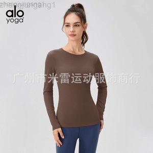 Desginer Aloe Yoga Top Alotop Womens Nude Elastic Sports Fitness Abbigliamento che corre stretto e dimagrante Abito a maniche lunghe