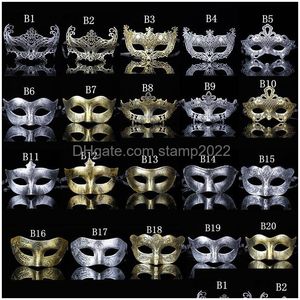 Máscaras de festa máscara vintage Sier Gold Men Antique Gladiador Carnaval Masquerade Bola Cool Retro Drop Drop Drop Home Garden Festive Suppli Dhrkz