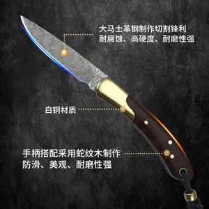 Steel Small Damascus Household Kitchen Fruit Peeling High End Folding Knife 4B0805