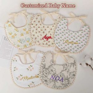 Bibs Burp Cloths Personalized Gift Baby Apron Customized Fill Baby Name Fine Cotton Cloth Baby Boy Baby Apron Waterproof Girl Accessories Newborn Baby d240522