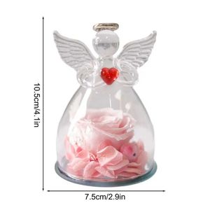 Objetos decorativos Figuras Angel Rose Gift Guardian com Flor Eterna para Ação de Graças Aniversário de Natal do Casamento H240521 Bu39