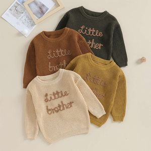 2023-09-18 Lioraitiin 0-18m Bayboys Seater Retter Embroidery Crew Leng Sleeve Pullovers Fall Toddler Clotes Tops L2405
