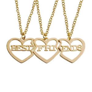 Pendant Necklaces 3 pieces/set Best Friend Necklace Heart Pendant BFF Necklace Women sisters Chain Gift Friendship Necklace d240522