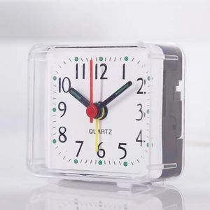 Bedside Liten Alarm Clock Quartz Battery Operated Wake Up Clocks Square Candy Color Student Bedroom White Green Blue 240514