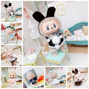 Gefüllte Plüschtiere 17 cm niedlich Mini Plüsch Puppen -Outfit -Accessoires für Korea Kpop Exo Labubu Idol Dolls Maid Rock Kleidung DIY Girl Geschenk Q240521