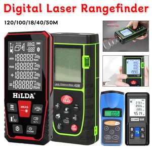 Digital Laser Rangefinder Portable Laser Range Device Backlit LCD Range Test Finder 120/100/18/50M Unit Switching Indoor Measure