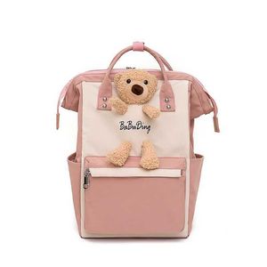 Bolsas de fraldas Cartoon Urso Backpack Backpack de grande capacidade Bolsa de múmia usada para fraldas de fraldas de fraldas Backpacks de bebê para viagens Direct frete D240522