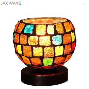 Table Lamps Mediterranean Style Lamp Color Glass Living Room Bedroom Bedside Creative Warm Romantic Decor Lighting