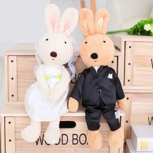 Peluş Bebekler 1 Çifti Kawaii Düğün Tavşanı Le Suckre Tavşanlar Bebekler Yumuşak Çift Peluş Oyuncaklar Doldurulmuş Hayvanlar Kızlar için Düğün Sevgililer H240521 Tlux