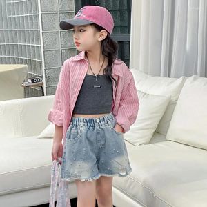 Hose Mädchen Sommer Denim Shorts Kinder 2024 Frühling und koreanische Fan Style Slim Hosen cool