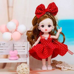 Dolls 16 cm rosto fofo com boneca Big Eyes BJD com roupas e sapatos 1/12 escala DIY Movável 13 Juntas Doce presente Garota Toy S2452203