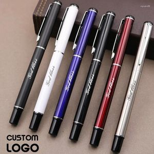 Fashion Business Metal Gel Pen Personlig anpassad logotyp Carving Namn Guldpennor Klipp Signature School Supplies Lärargåvor