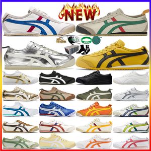 Com Box onitsukass tiger mexico 66 tênis de tênis masculas sapatos casuais correndo tokuten kill bill birch preto branco azul amarelo bege prateado esportes externos de esportes ao ar livre