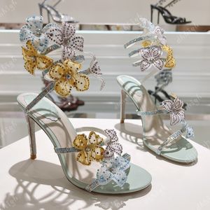 Rene Caovillla designer heels dress shoes rhinestone high heels Luxury designer High-heeled party women Wedding shoe 9.5 cm top quality size 35-43